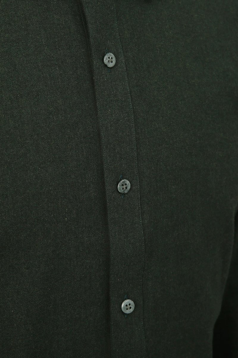 Bottle Green Cotton Blend Shirt - The Drafting Room