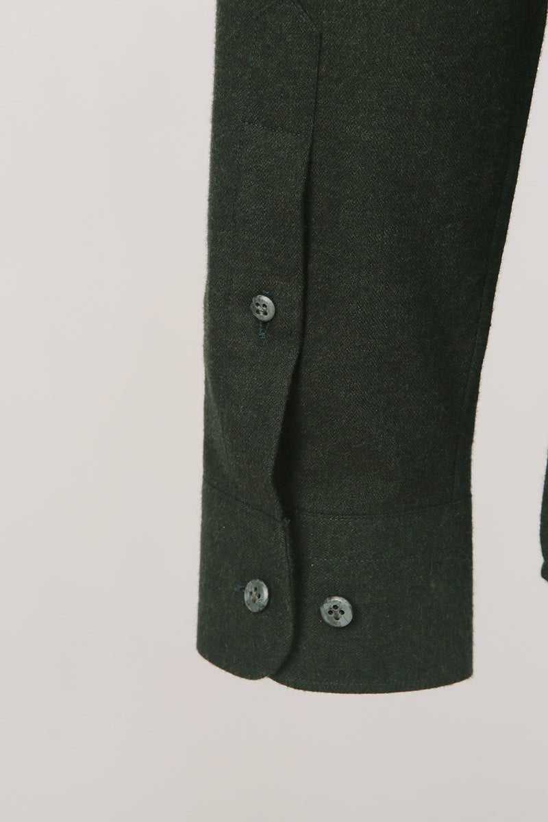 Bottle Green Cotton Blend Shirt - The Drafting Room