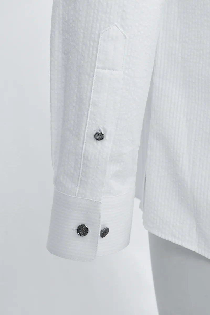 Stand Collar Poplin Pullover Shirt
