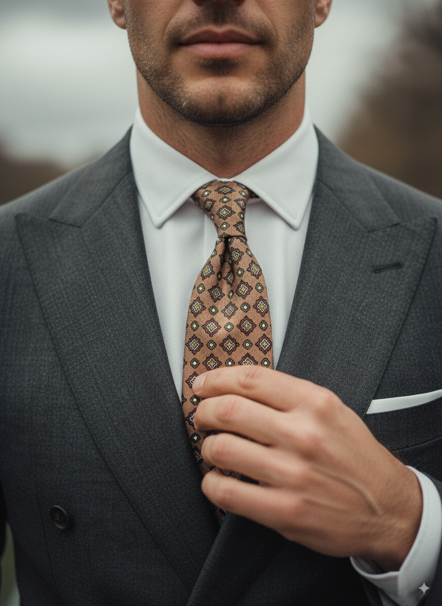 Luxury Silk Necktie in Beige