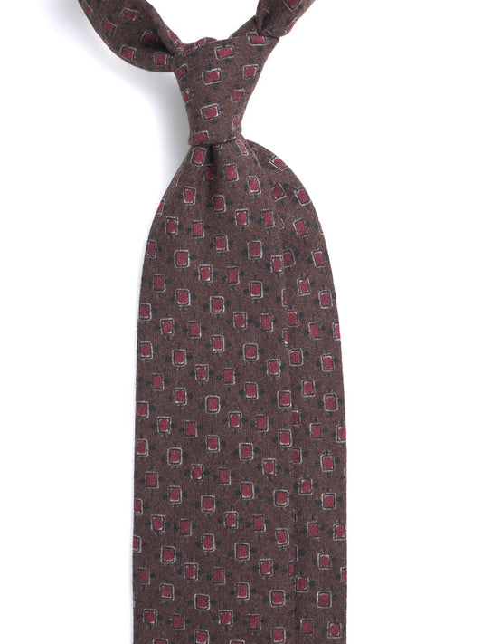 Luxury 3-Fold Wool Necktie in Brown