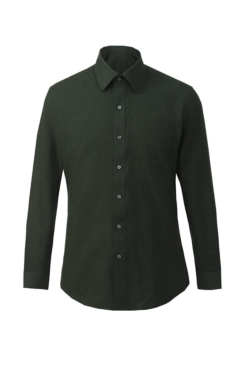 Bottle Green Cotton Blend Shirt - The Drafting Room
