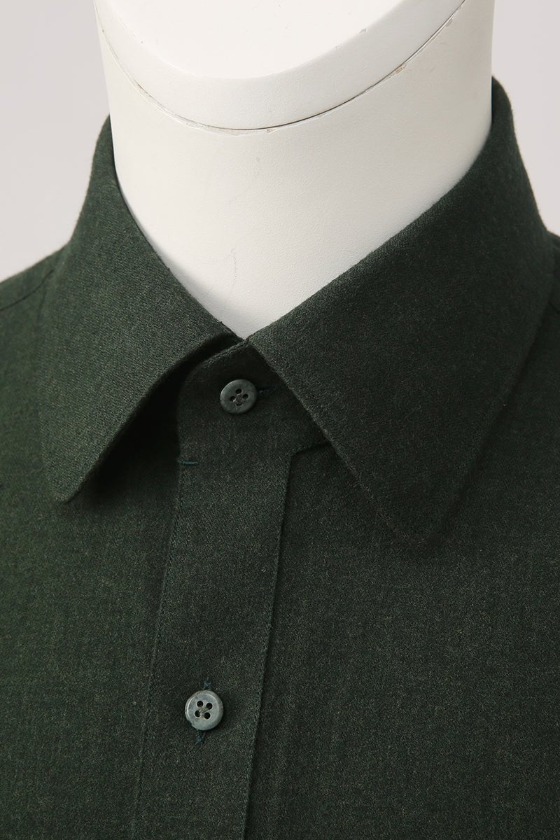 Bottle Green Cotton Blend Shirt - The Drafting Room