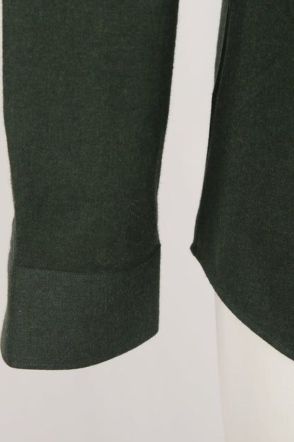 Bottle Green Cotton Blend Shirt - The Drafting Room