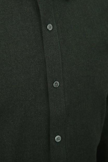 Bottle Green Cotton Blend Shirt - The Drafting Room