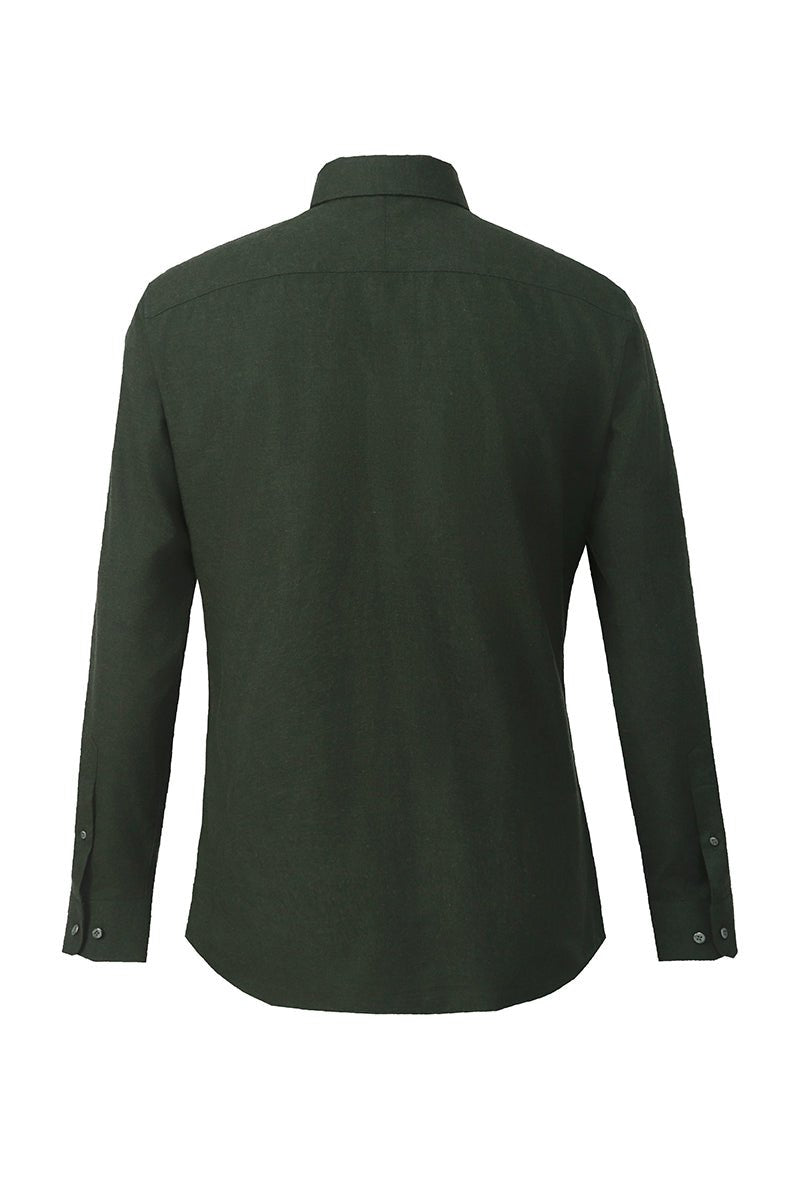 Bottle Green Cotton Blend Shirt - The Drafting Room