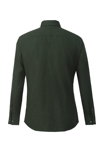 Bottle Green Cotton Blend Shirt - The Drafting Room
