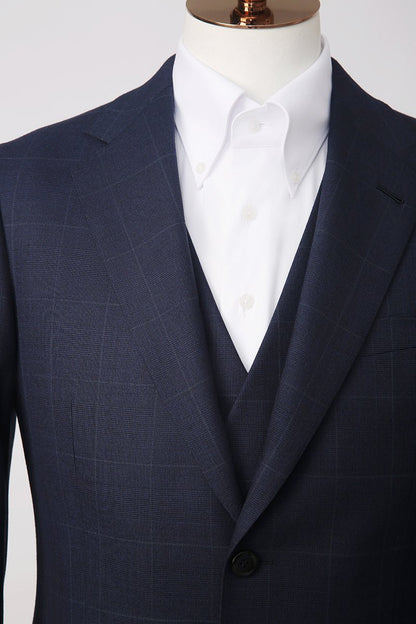 Navy Check - 3 Piece Suit - The Drafting Room