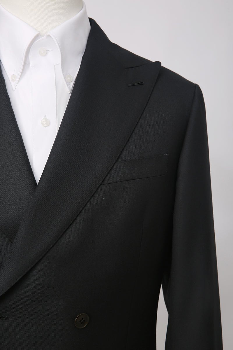 Classic Double - Breasted Wool Suit - Black - The Drafting Room