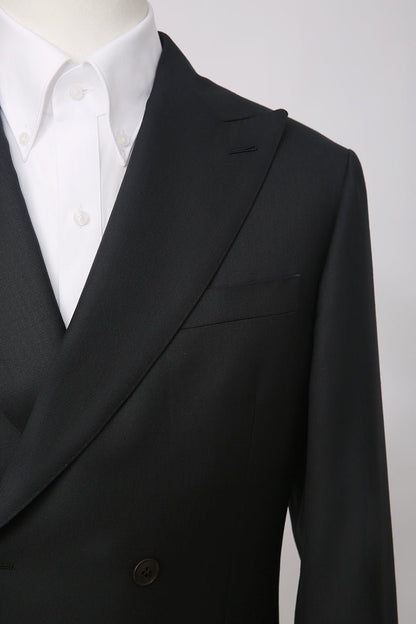 Classic Double - Breasted Wool Suit - Black - The Drafting Room