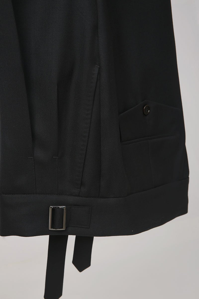 Classic Double - Breasted Wool Suit - Black - The Drafting Room