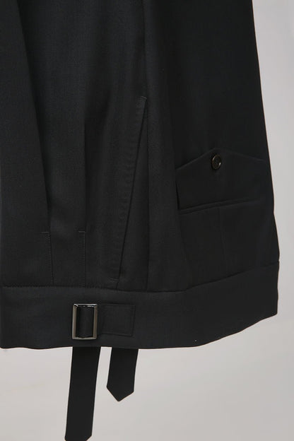 Classic Double - Breasted Wool Suit - Black - The Drafting Room