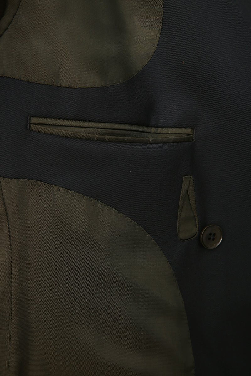 Classic Double - Breasted Wool Suit - Black - The Drafting Room