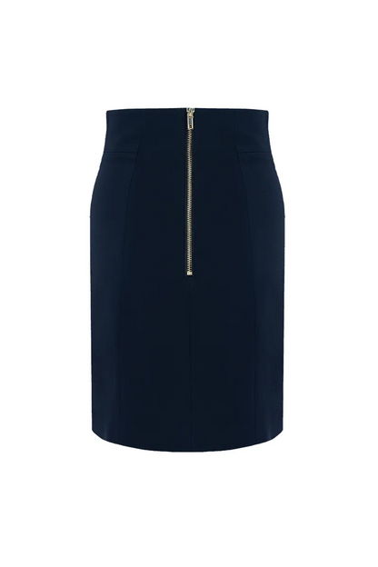 The Panelled Metallic-Button Short Skirt