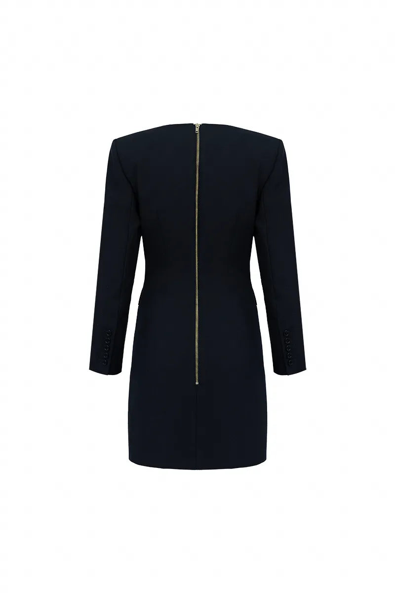 The Merino Wool Oversized Dress with Contrast Lapels