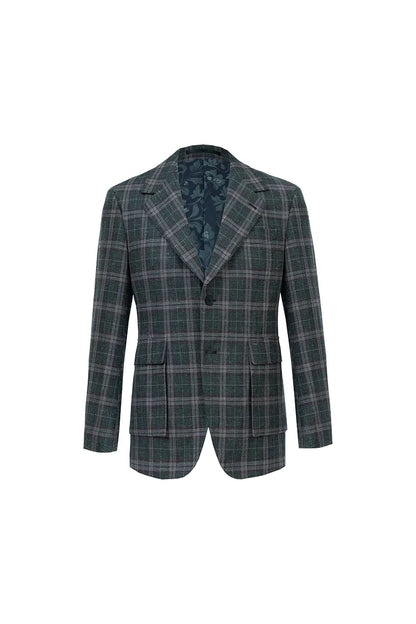 Textured Check Patch Pocket Jacket