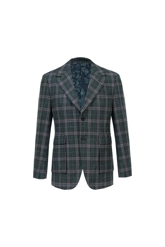 Textured Check Patch Pocket Jacket