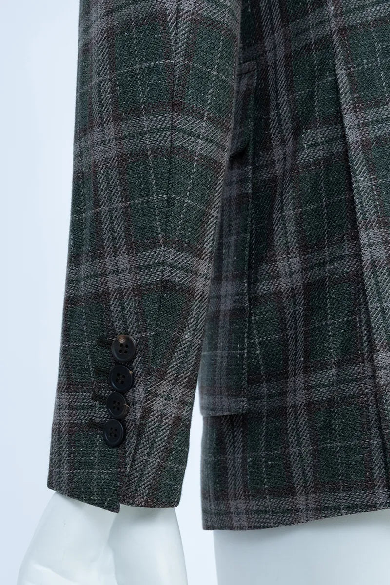 Textured Check Patch Pocket Jacket