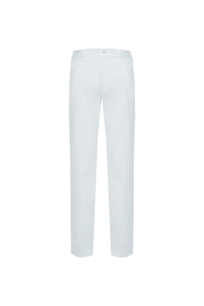 The Curved-Pocket White Denim Trouser