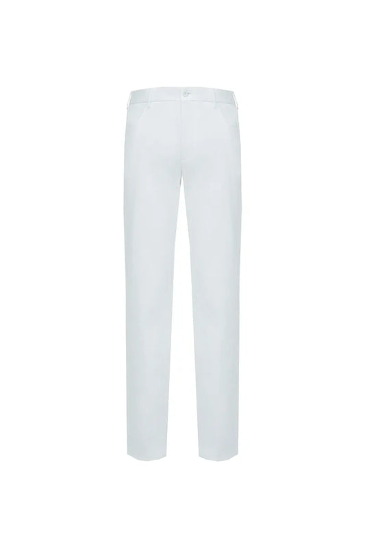 The Curved-Pocket White Denim Trouser
