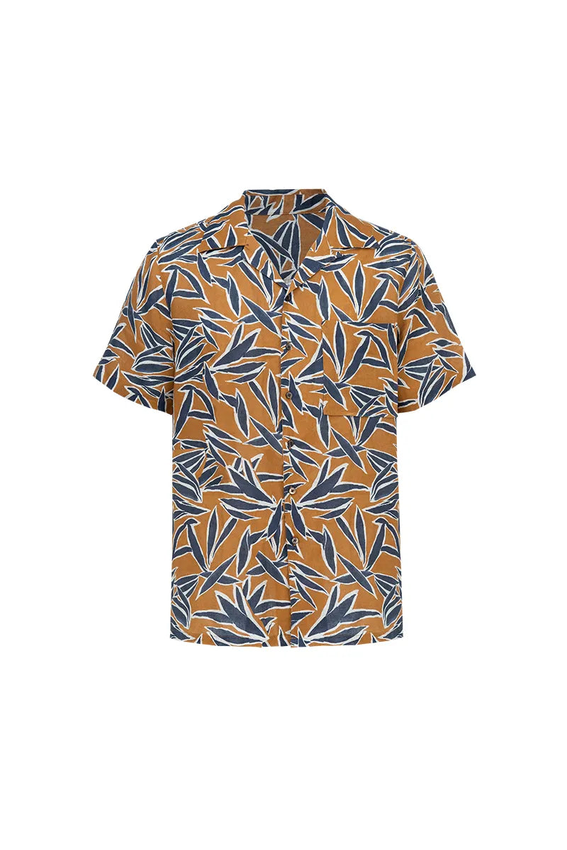 The Printed Linen Cuban Collar Shirt