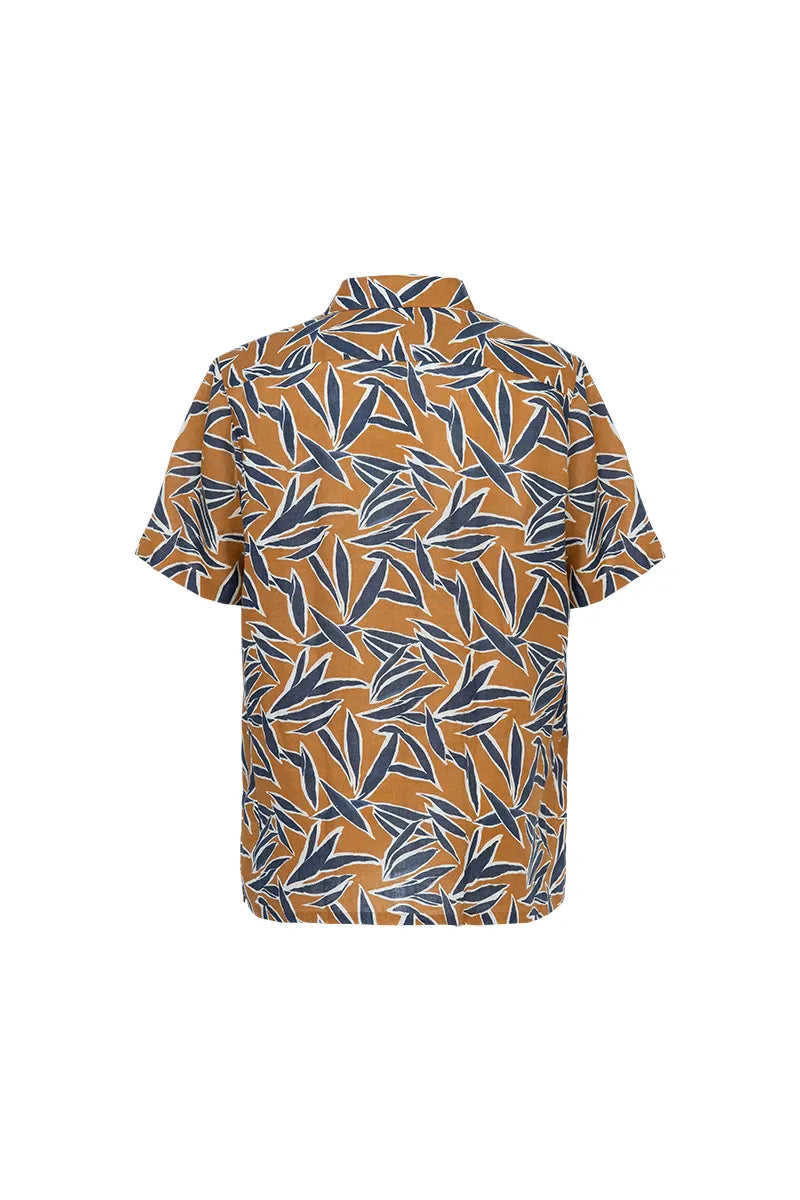 The Printed Linen Cuban Collar Shirt