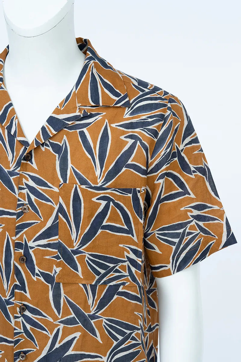 The Printed Linen Cuban Collar Shirt
