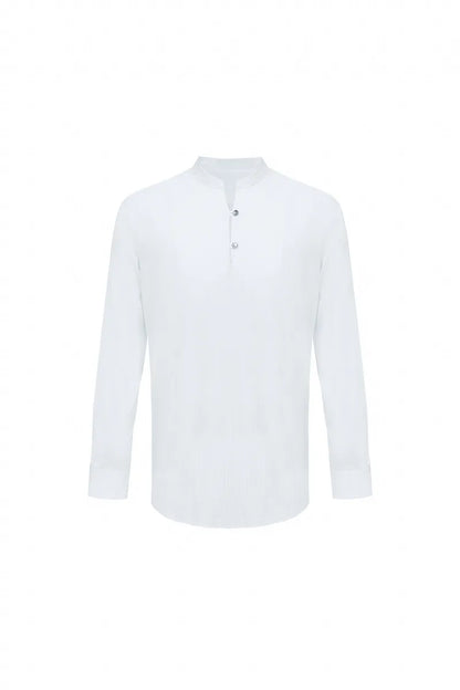 Stand Collar Poplin Pullover Shirt
