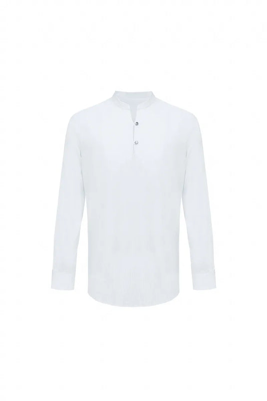 Stand Collar Poplin Pullover Shirt