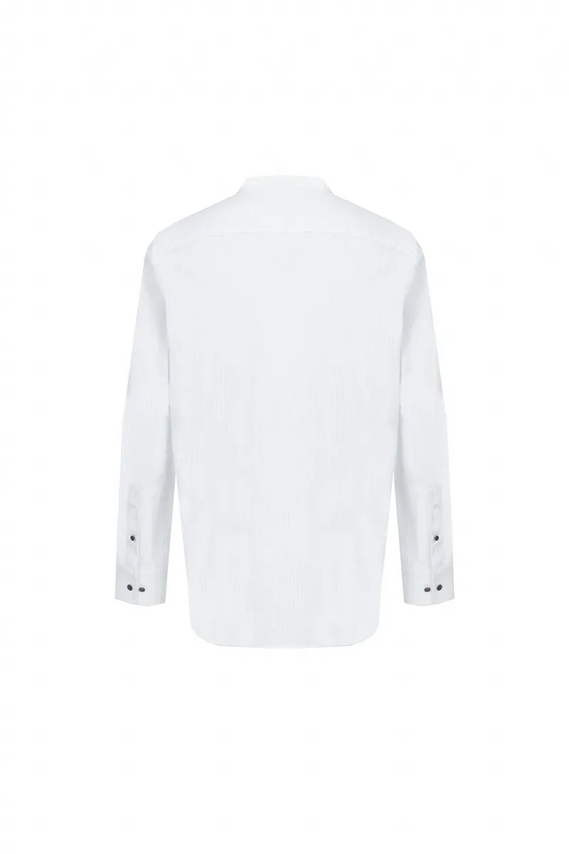 Stand Collar Poplin Pullover Shirt