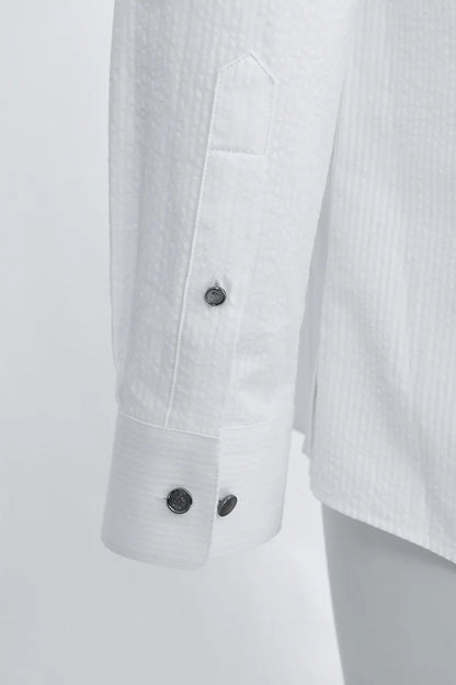 Stand Collar Poplin Pullover Shirt