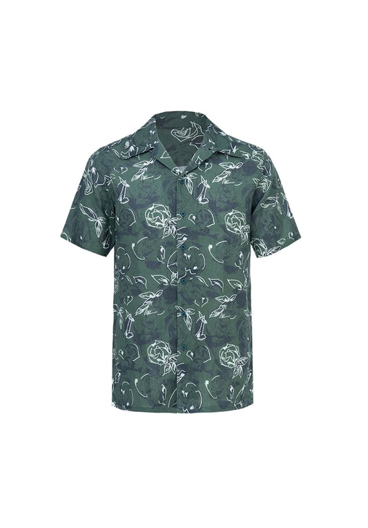 The Green Printed Cuban Collar Shirt