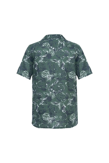 The Green Printed Cuban Collar Shirt