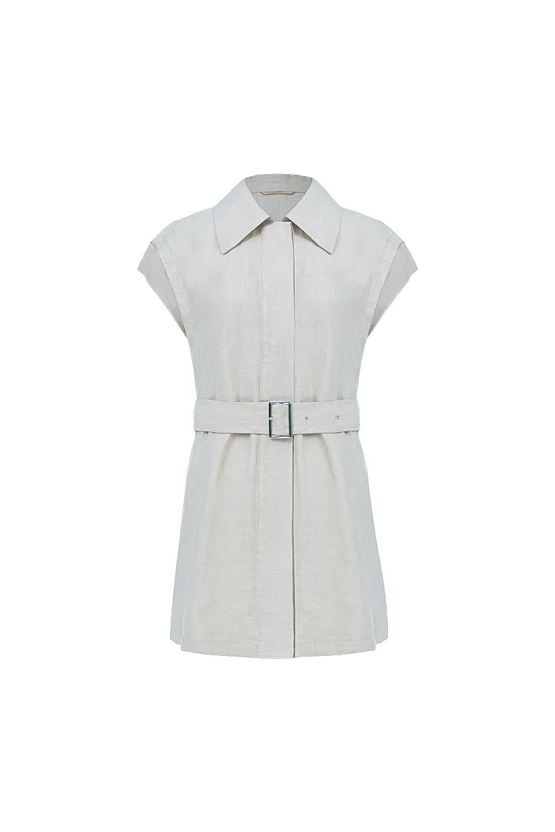 The Sleeveless Belted Shacket