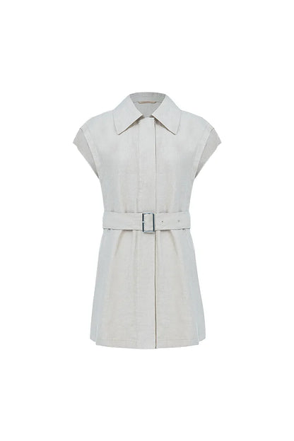 The Sleeveless Belted Shacket
