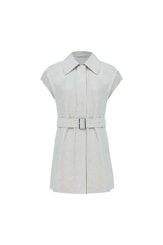 The Sleeveless Belted Shacket