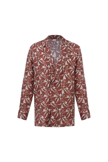 The Printed Linen Cuban Collar Shirt in Summer Weave