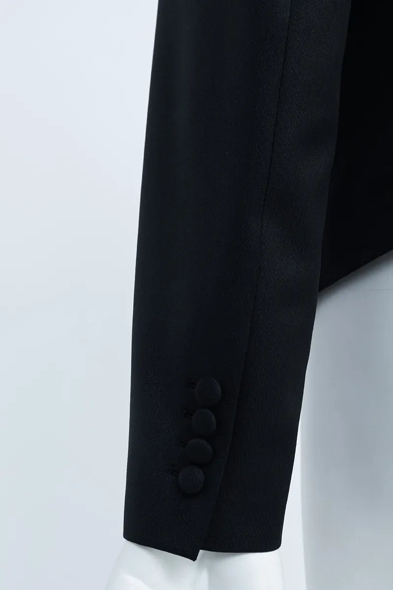 Cropped Shawl Collar Tuxedo Jacket