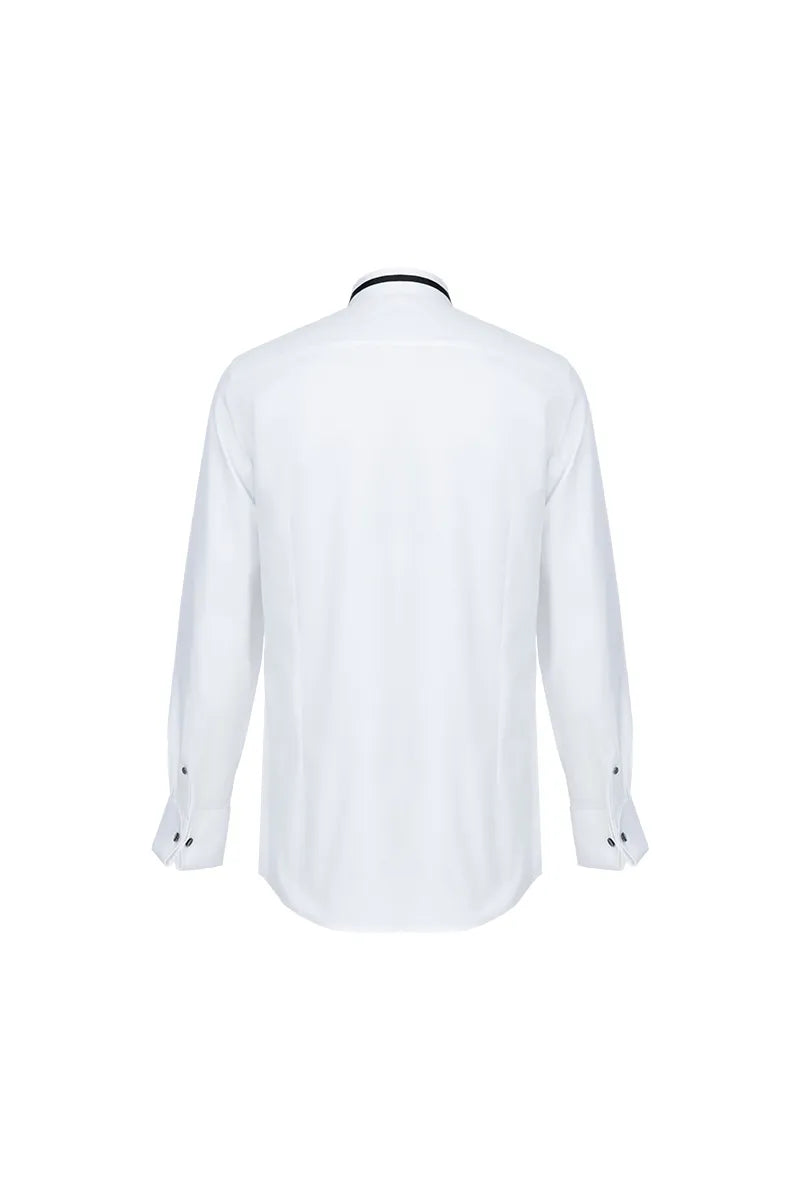 Ribbon-Detail Ceremonial Cotton Shirt