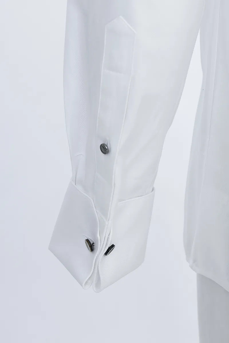 Ribbon-Detail Ceremonial Cotton Shirt