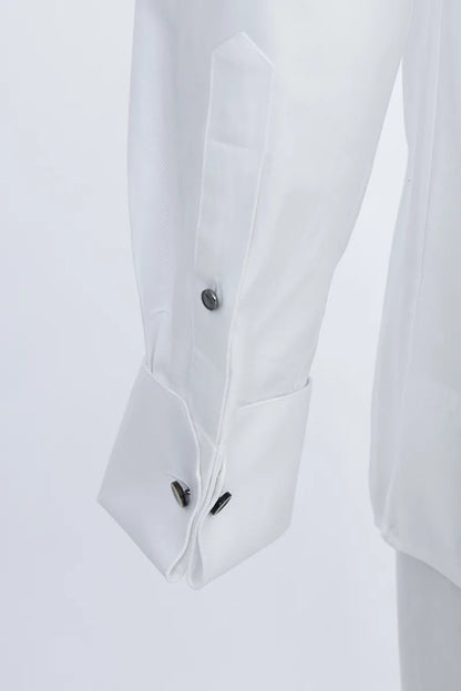Ribbon-Detail Ceremonial Cotton Shirt