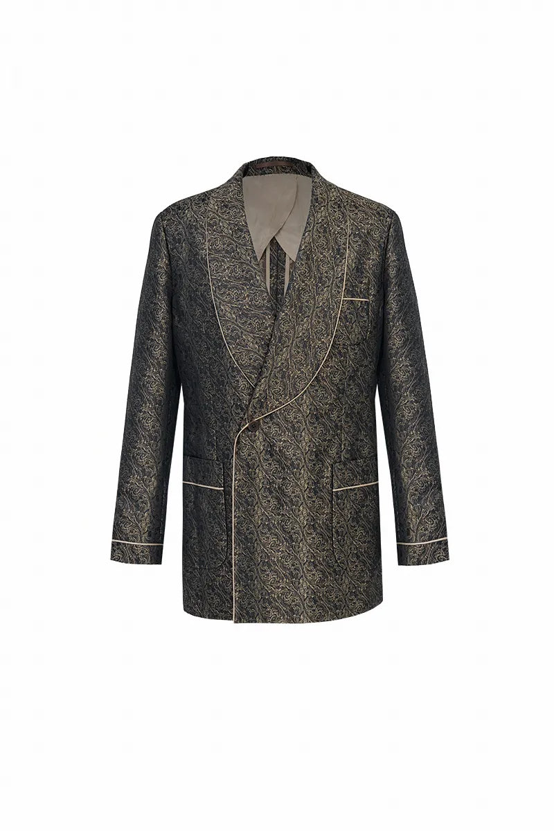 Textured Trim Tuxedo Jacket