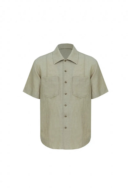 The Panelled Linen Collar Shirt