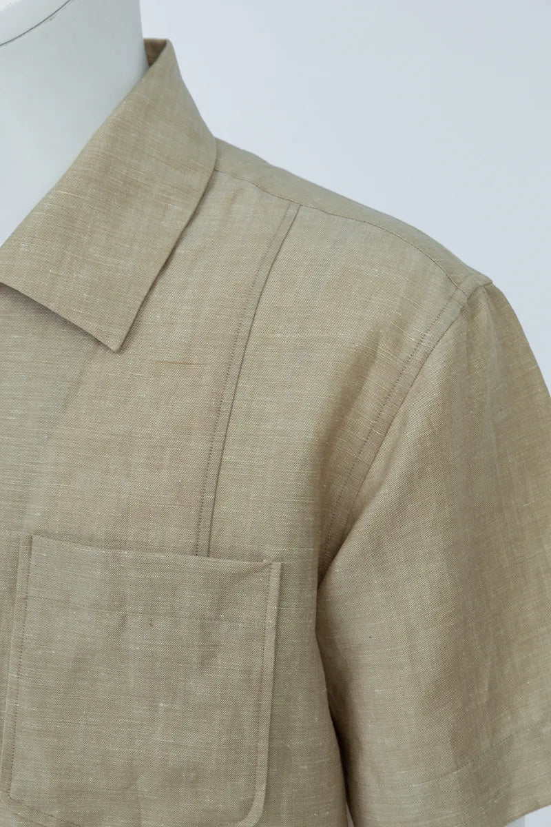 The Panelled Linen Collar Shirt