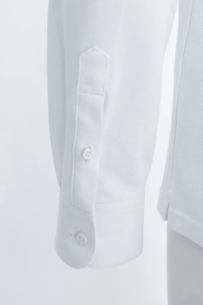 Essential Long-Sleeve White Polo
