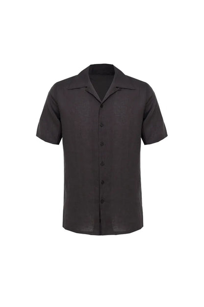 The Brown Linen Cuban Collar Shirt
