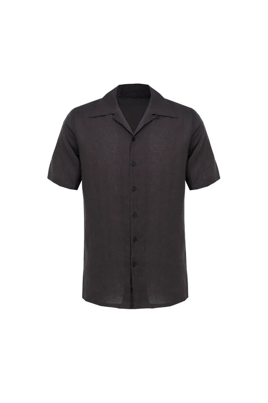 The Brown Linen Cuban Collar Shirt