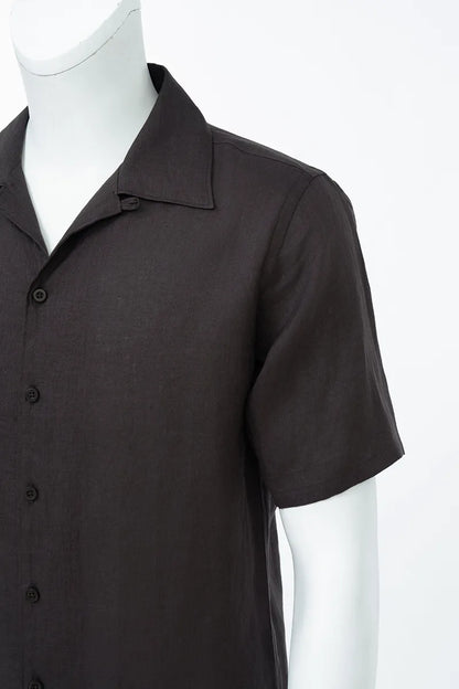 The Brown Linen Cuban Collar Shirt