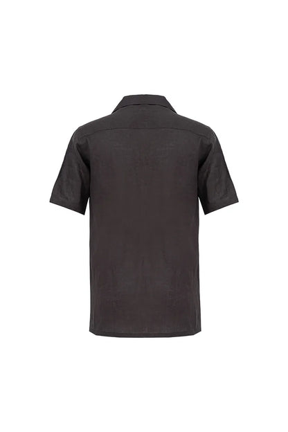 The Brown Linen Cuban Collar Shirt