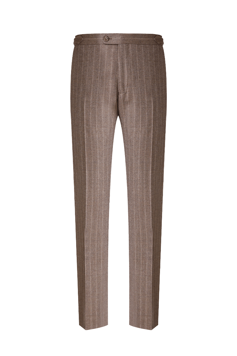 Wool Stripe Double - Breasted Suit - Brown - The Drafting Room